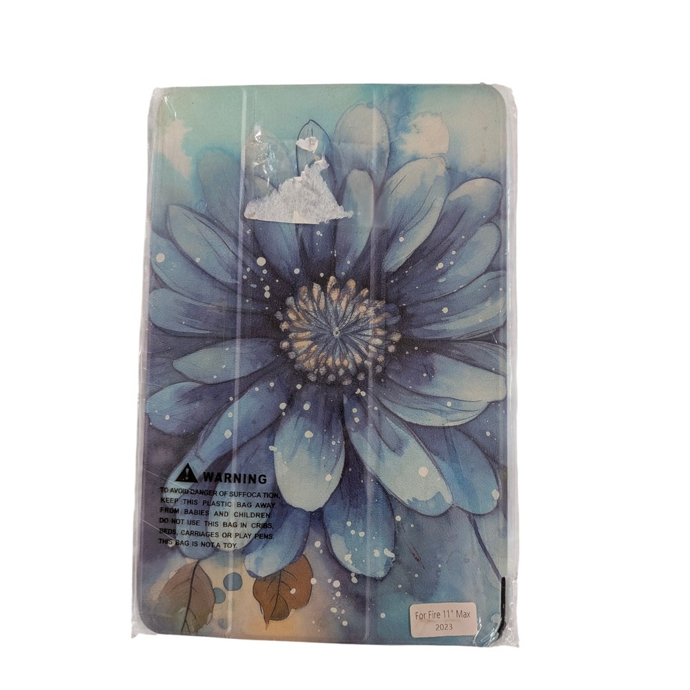 Blue Floral Tablet Case for Amazon Fire Max 11 13th Gen 2023 Watercolor Flower